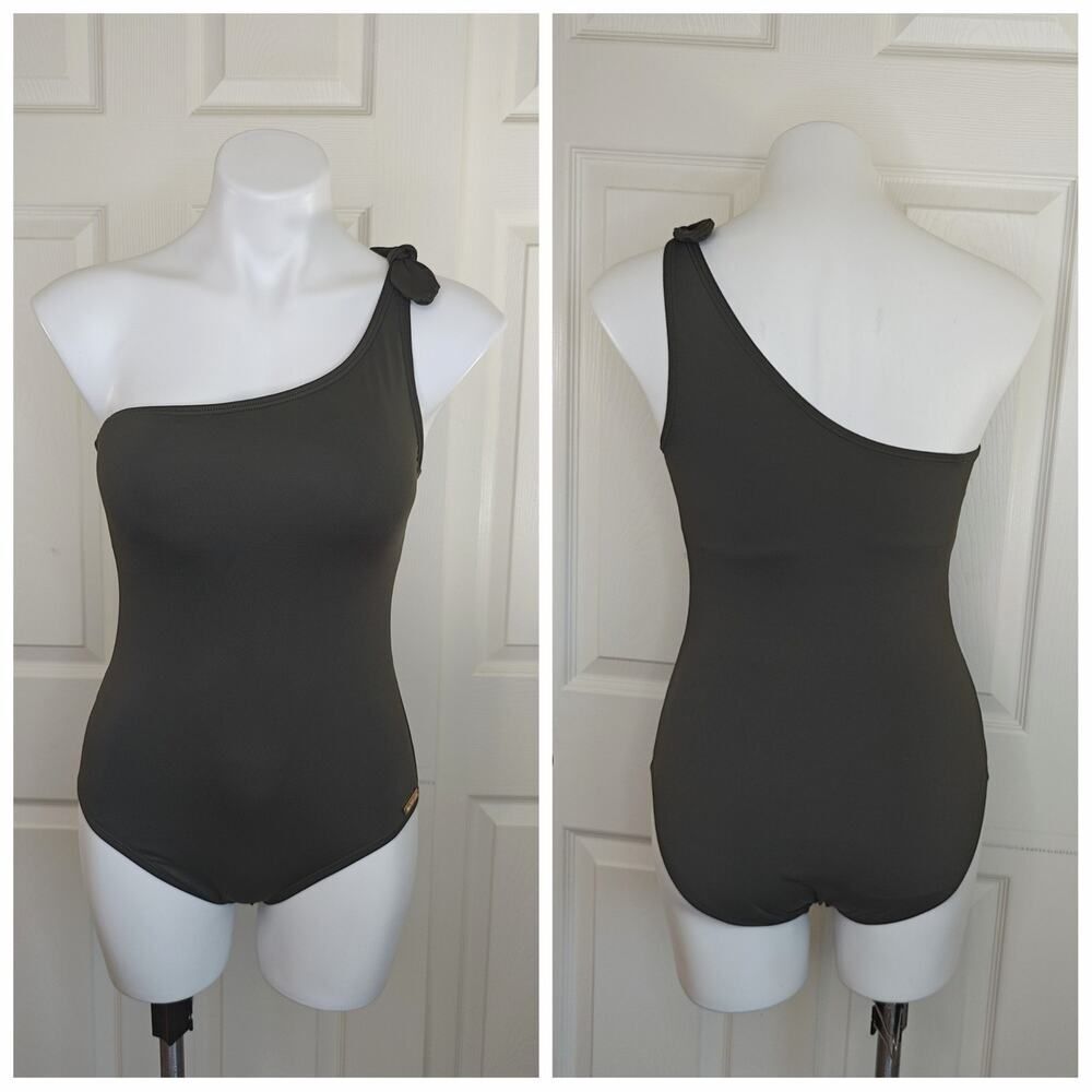MICHAEL Michael Kors one-shoulder tie knot swimsuit sz 12